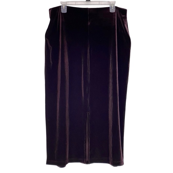 Vintage 90s Velvet Skirt Womens Size 2XL Midi Brown Burgundy Red Made In USA - Picture 2 of 8